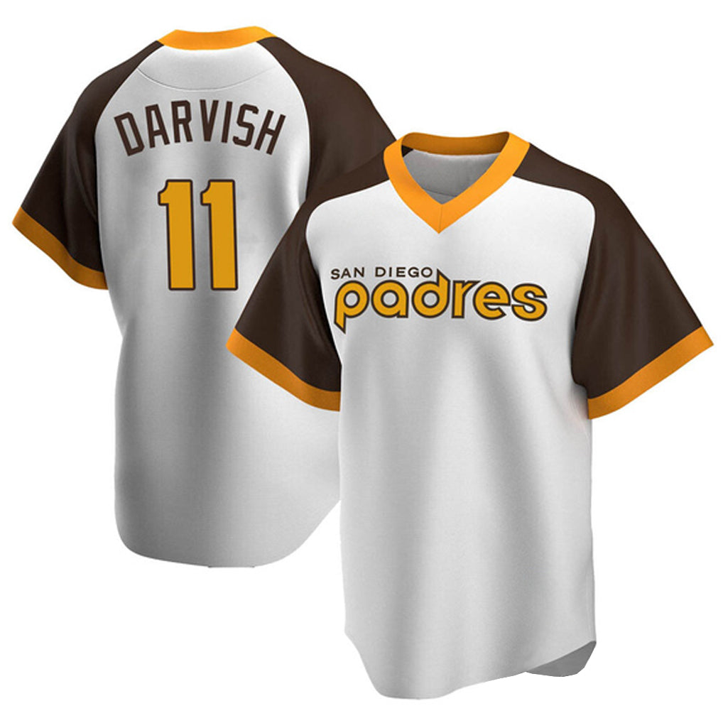 My Store S.Diego Padres #11 Yu Darvish Player White Home Cooperstown Collection Replica Game Stitched Jerseys