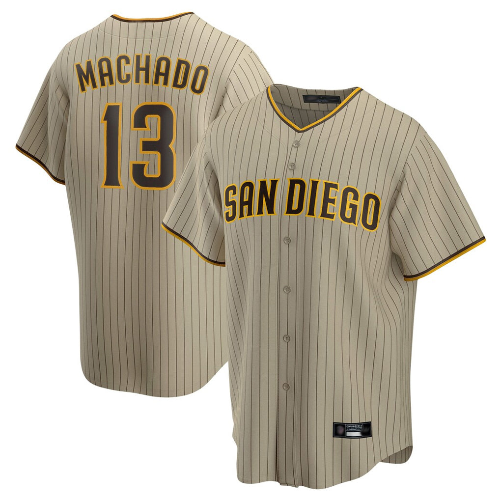My Store S.Diego Padres #13 Manny Machado Player Khaki Home Game Stitched Jerseys