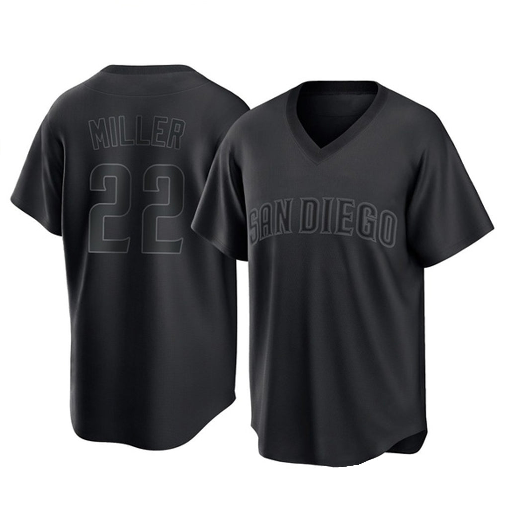 My Store S.Diego Padres #22 Mason Miller Player Black Pitch Fashion Game T-shirt Stitched Jerseys
