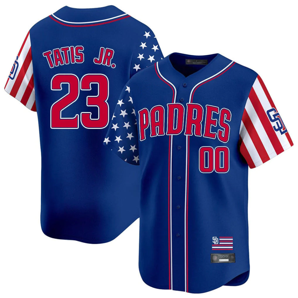 My Store S.Diego Padres #23 Fernando Tatis Jr Player Royal Independence Day Home Limited Stitched Jerseys