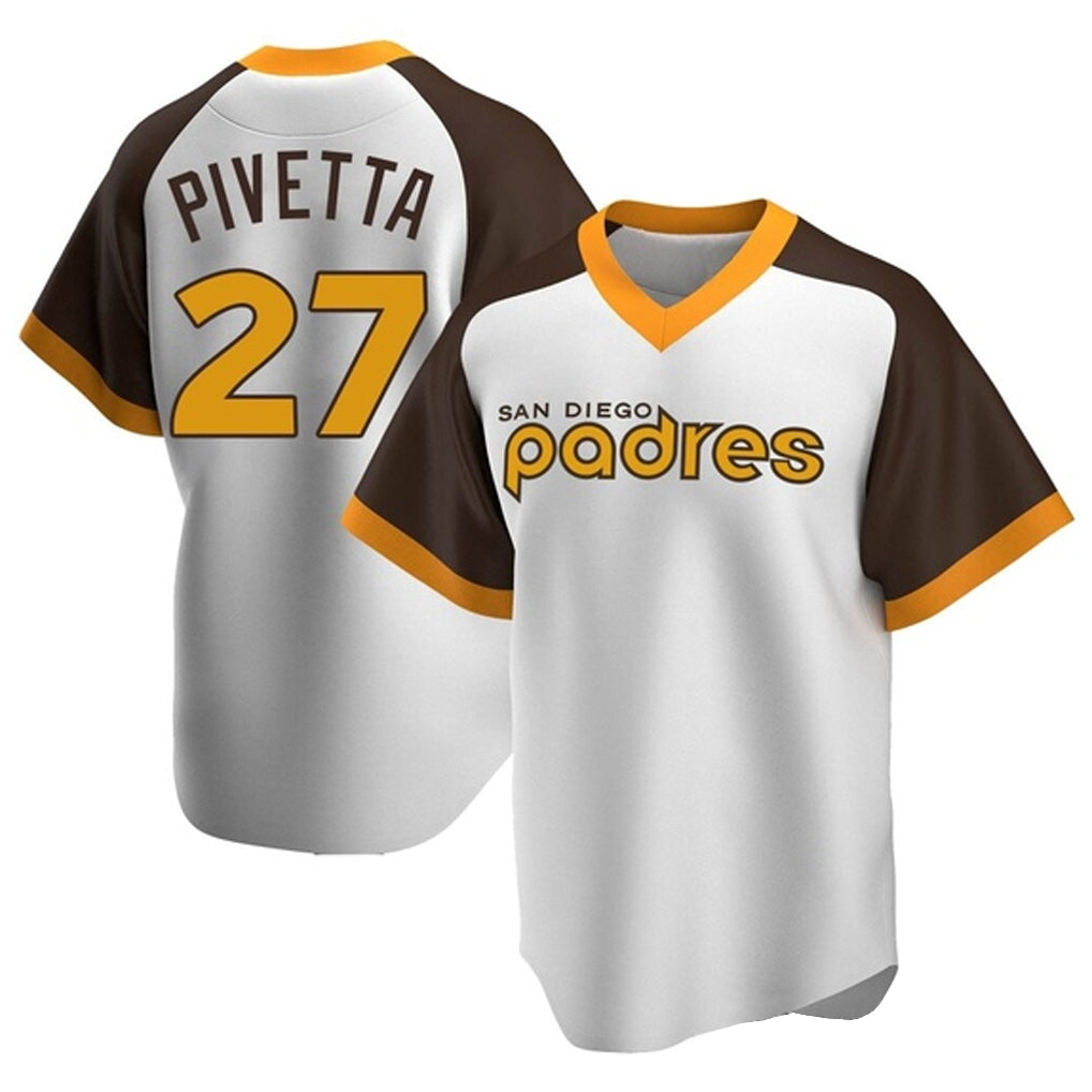 My Store S.Diego Padres #27 Nick Pivetta Player White Home Cooperstown Collection Replica Game Stitched Jerseys