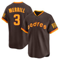 My Store S.Diego Padres #3 Jackson Merrill Player Brown Home Cooperstown Collection Replica Game Stitched Jerseys