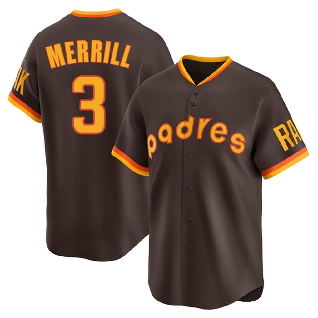 My Store S.Diego Padres #3 Jackson Merrill Player Brown Home Cooperstown Collection Replica Game Stitched Jerseys