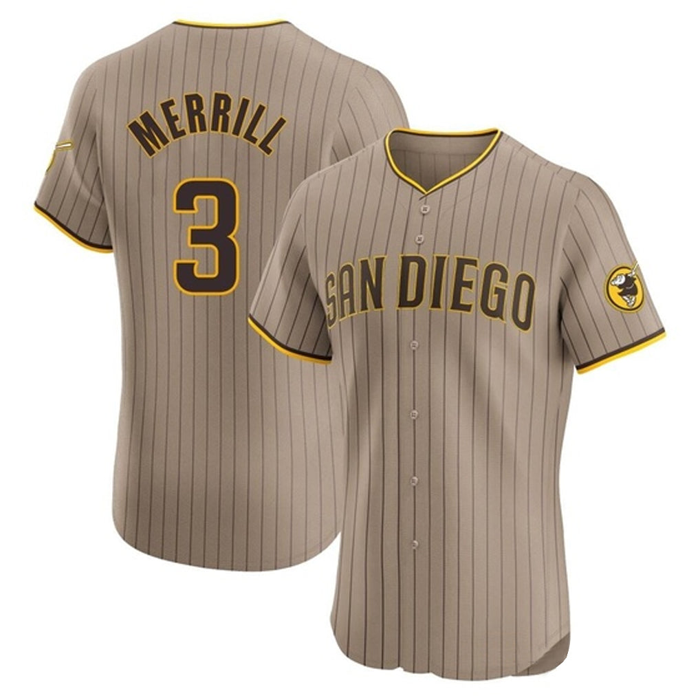 My Store S.Diego Padres #3 Jackson Merrill Player Khaki Home Limited Elite Stitched Jerseys