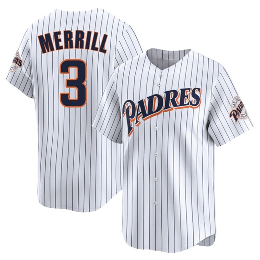 My Store S.Diego Padres #3 Jackson Merrill Player White Cooperstown Collection Limited Home Stitched Jerseys