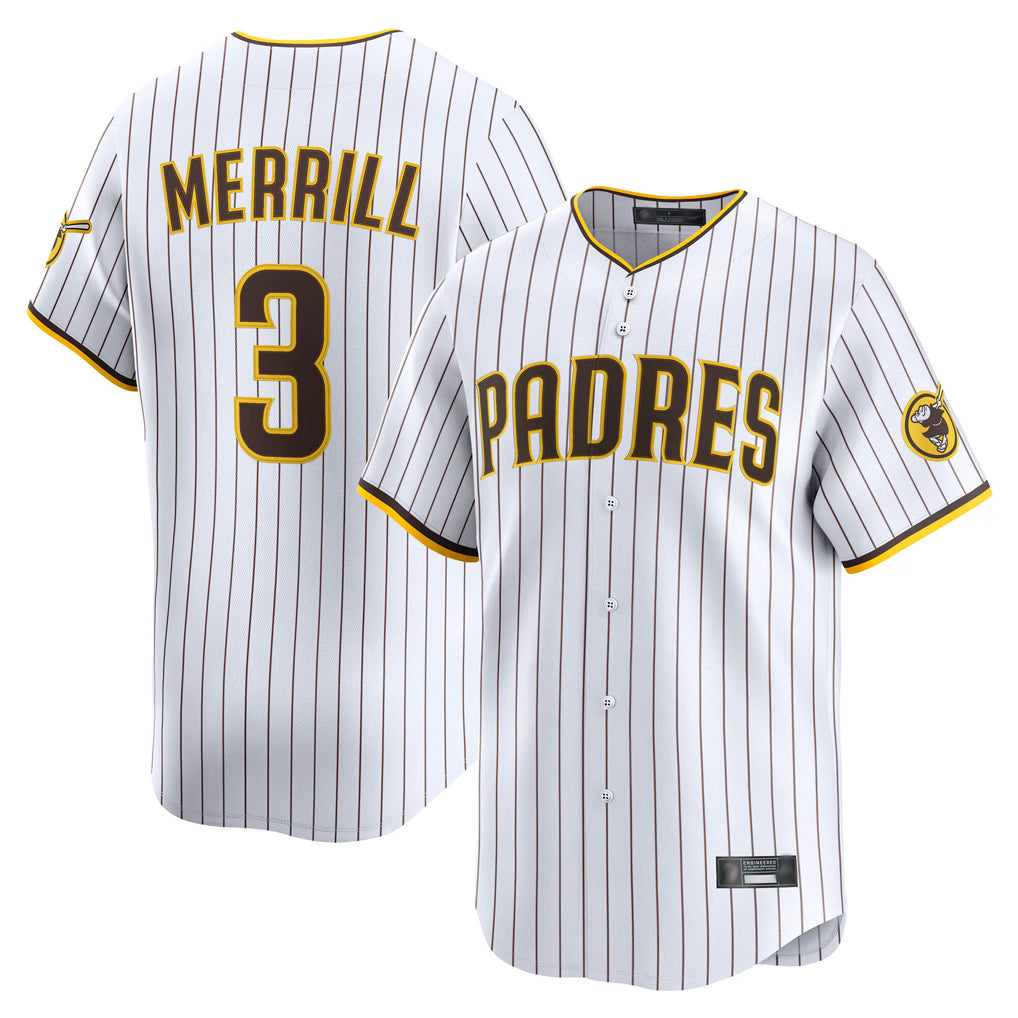 My Store S.Diego Padres #3 Jackson Merrill Player White Home Limited Stitched Jerseys