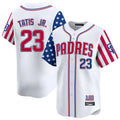 My Store S.Diego Padres #23 Fernando Tatis Jr Player White Independence Day Home Limited Stitched Jerseys