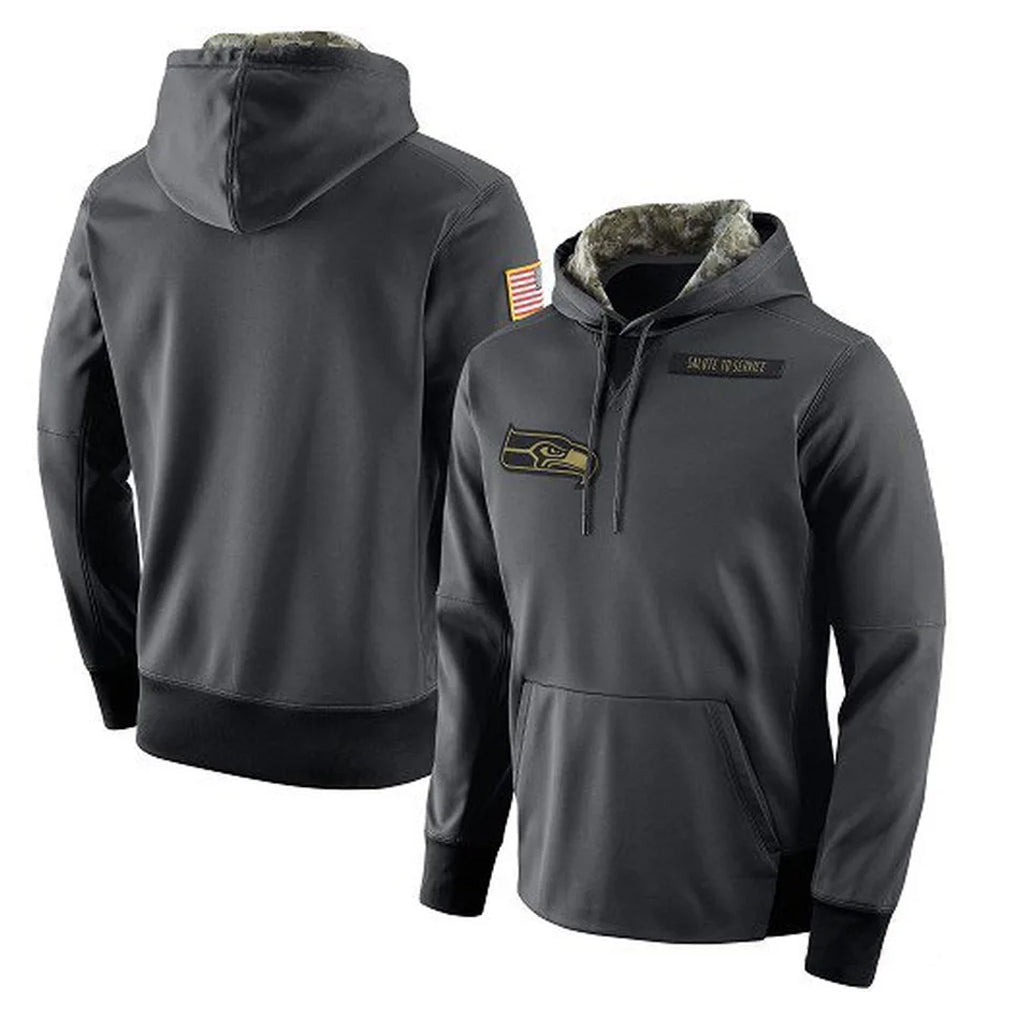 My Store S.Seahawks Gray Pullover Hoodies Game Blank Player Stitched Jerseys