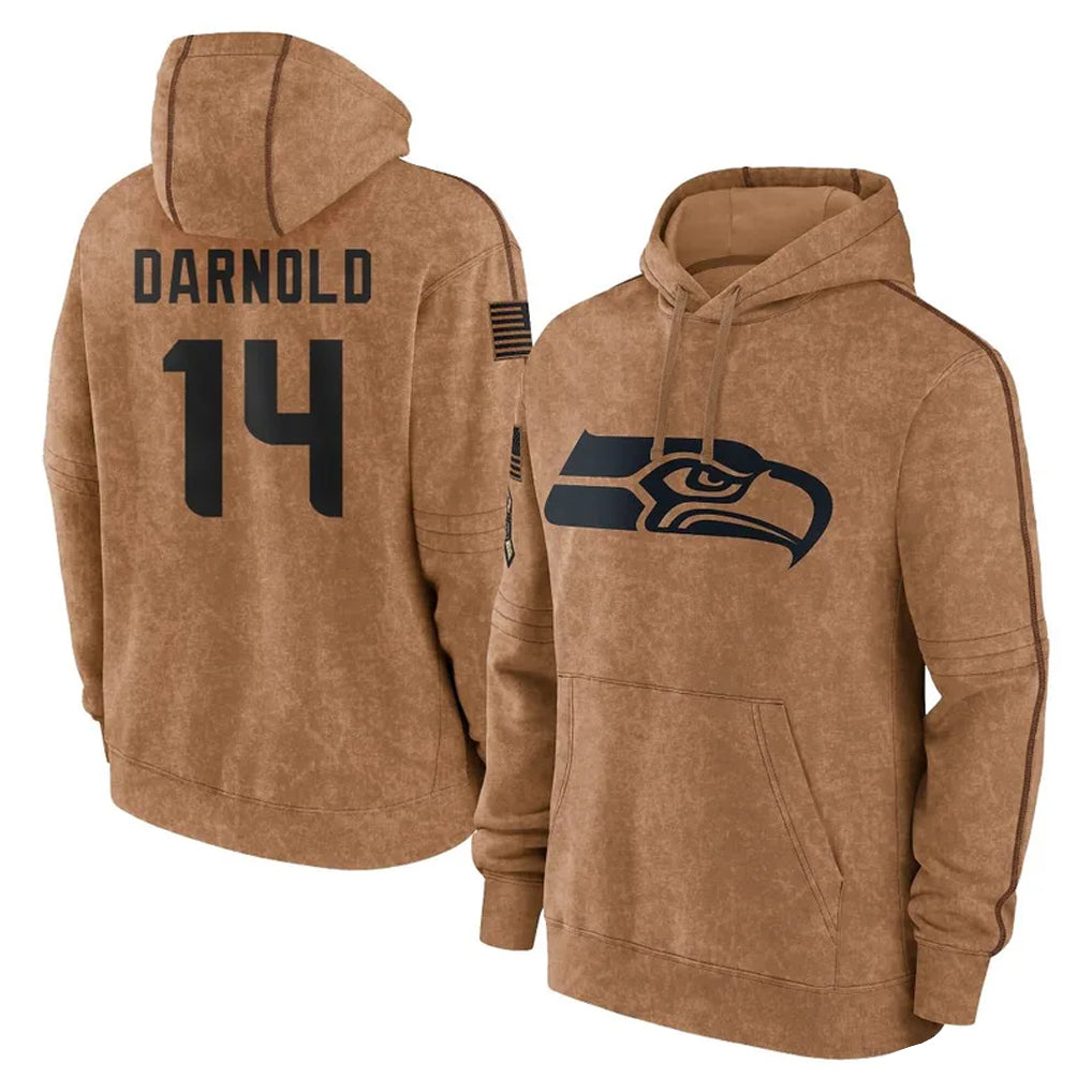 My Store S.Seahawks #14 Sam Darnold Player Brown Limited Salute to Service Pullover Hoodies Game Stitched Jerseys