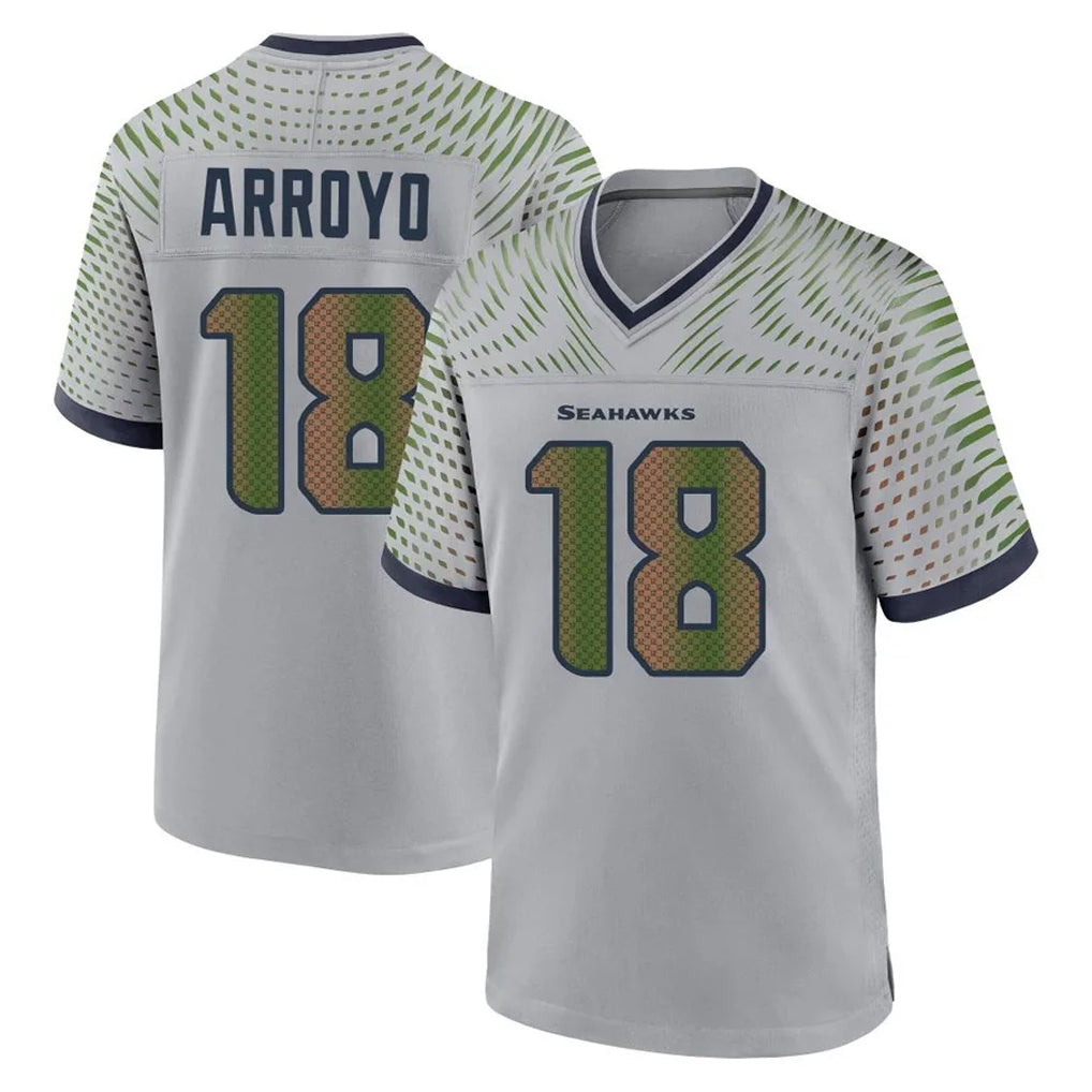 My Store S.Seahawks #18 Elijah Arroyo Player Grey 2025 Rivalries Collection Home Game Stitched Jerseys