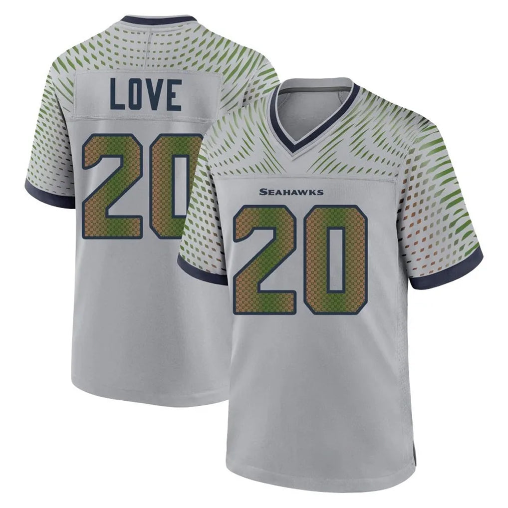 My Store S.Seahawks #20 Julian Love Player Grey 2025 Rivalries Collection Home Game Stitched Jerseys