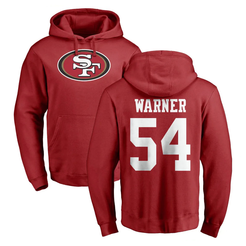 My Store SF.49ers #54 Fred Warner Player Red LOGO Pullover Hoodies Home Game Stitched Jerseys