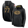 My Store SF.49ers #77 Dominick Puni Player Black Salute to Service Sideline Performance Pullover Hoodies Home Game Stitched Jerseys