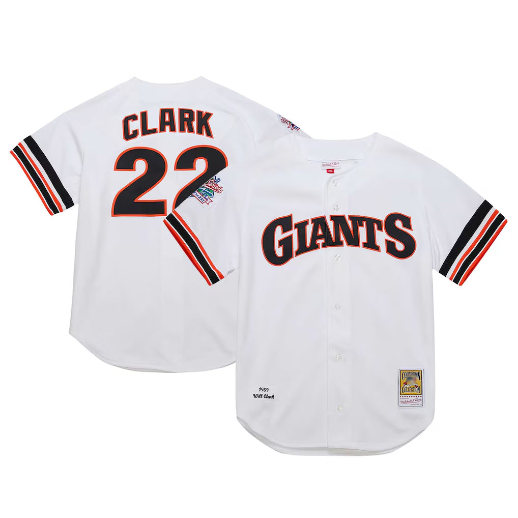 My Store SF.Giants #22 Will Clark Player White Mitchell & Ness Cooperstown Collection 1989 Limited Stitched Jerseys
