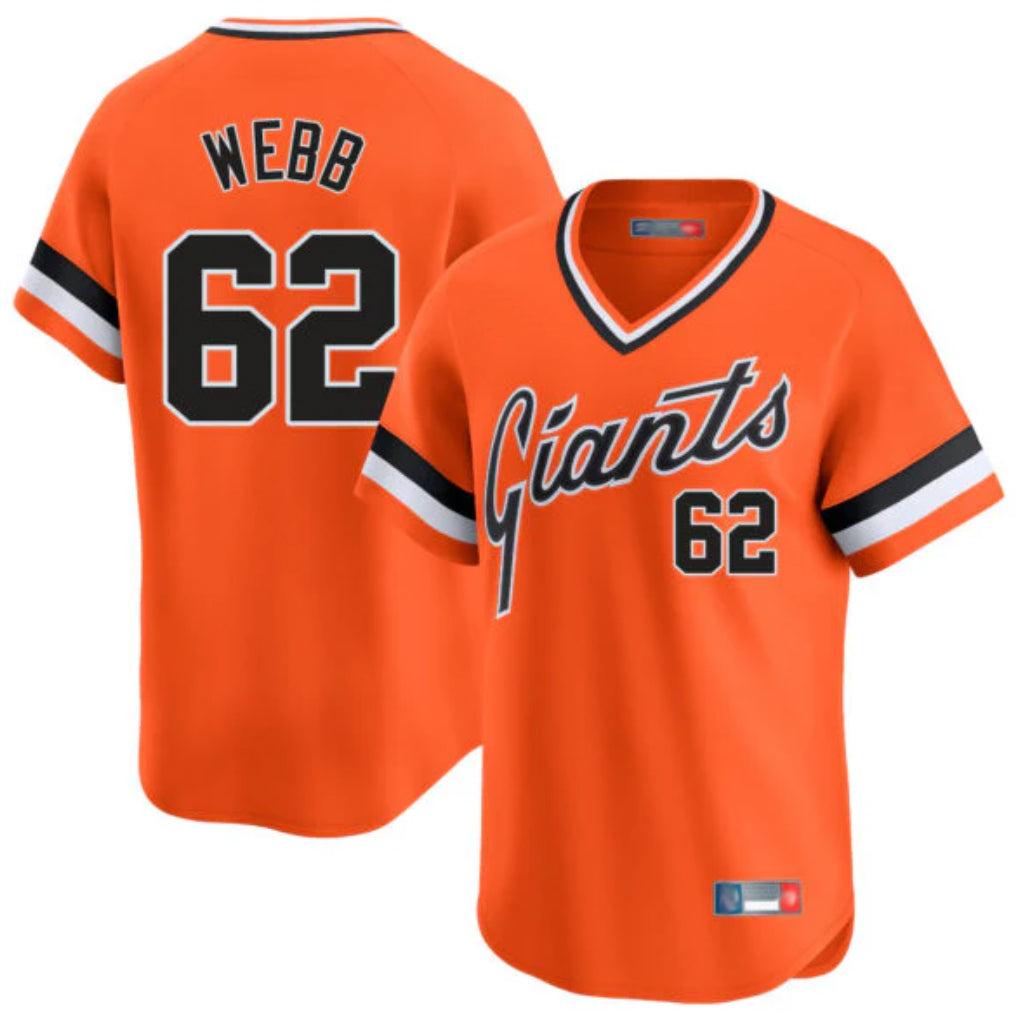 My Store SF.Giants #62 Logan Webb Player Orange Home Game T-shirt Stitched Jerseys
