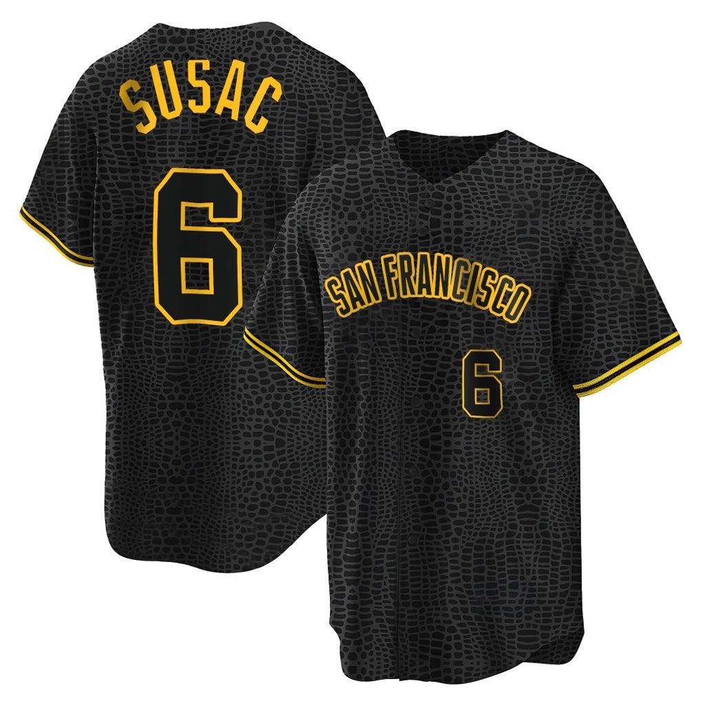 My Store SF.Giants #6 Daniel Susac Player Black Snake Skin City Limited Stitched Jerseys