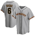 My Store SF.Giants #6 Daniel Susac Player Gray Home Game Stitched Jerseys