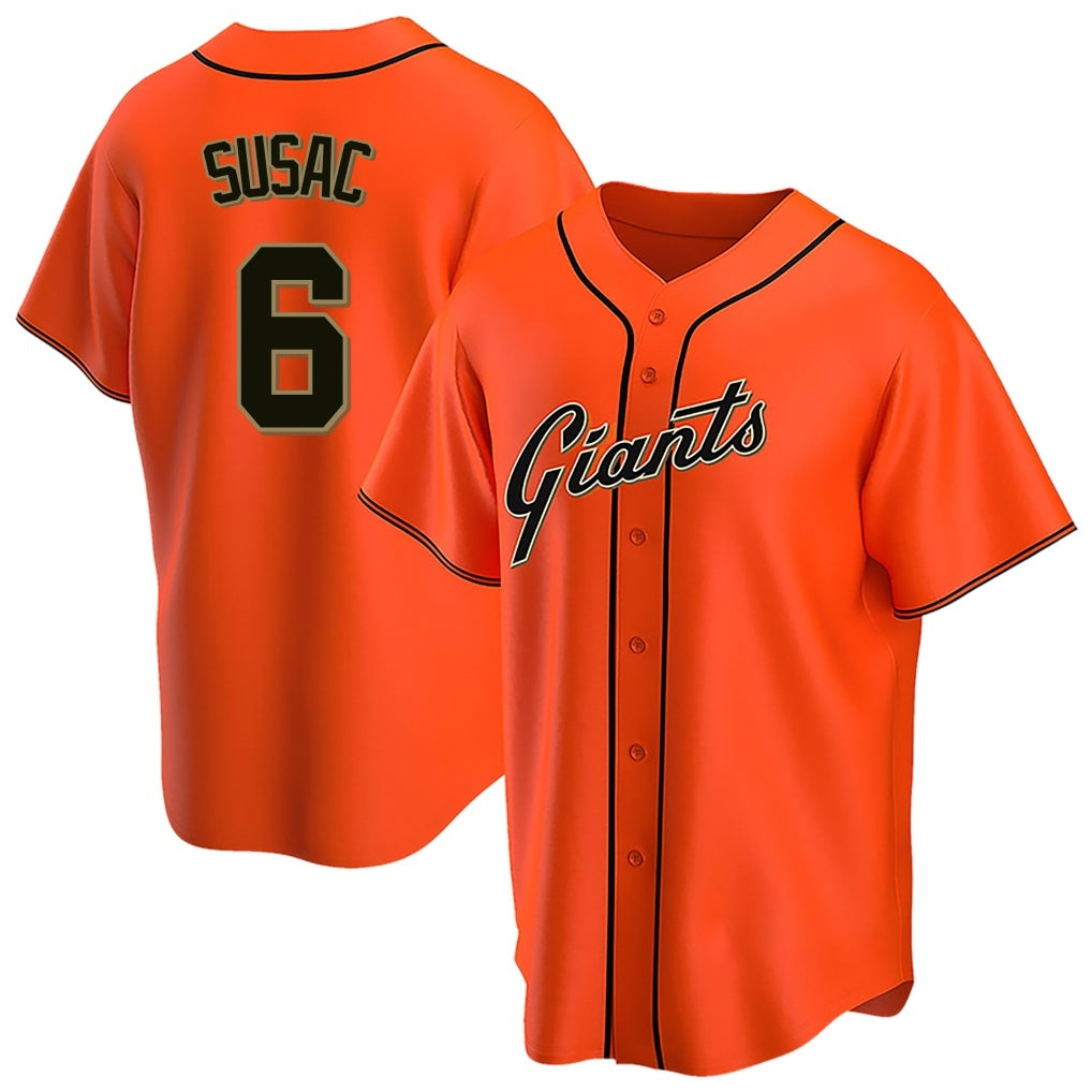 My Store SF.Giants #6 Daniel Susac Player Orange Home Game Stitched Jerseys