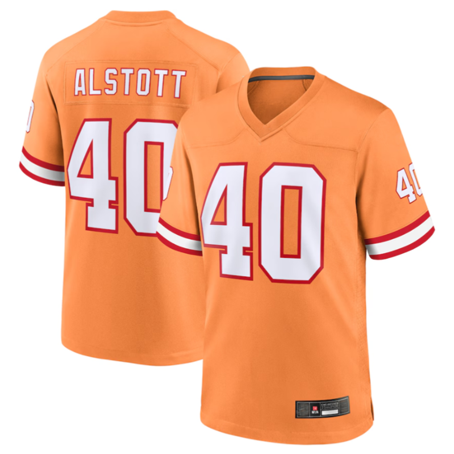 My Store TB.Buccaneers #40 Mike Alstott Orange Throwback Game Jersey American Stitched Football Jerseys