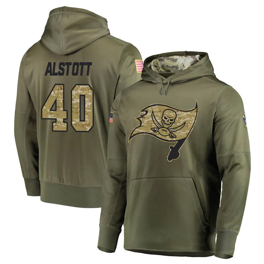 My Store TB.Buccaneers #40 Mike Alstott Player Olive Salute to Service Hoodies Football Jerseys