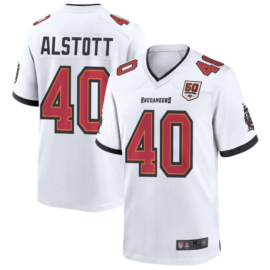 My Store TB.Buccaneers #40 Mike Alstott Player White 50th Anniversary Game Football Jerseys