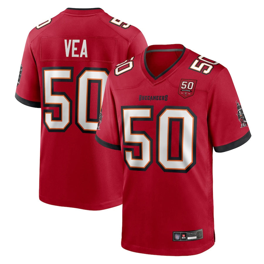 My Store TB.Buccaneers #50 Vita Vea Player Red 50th Anniversary Game Football Jerseys