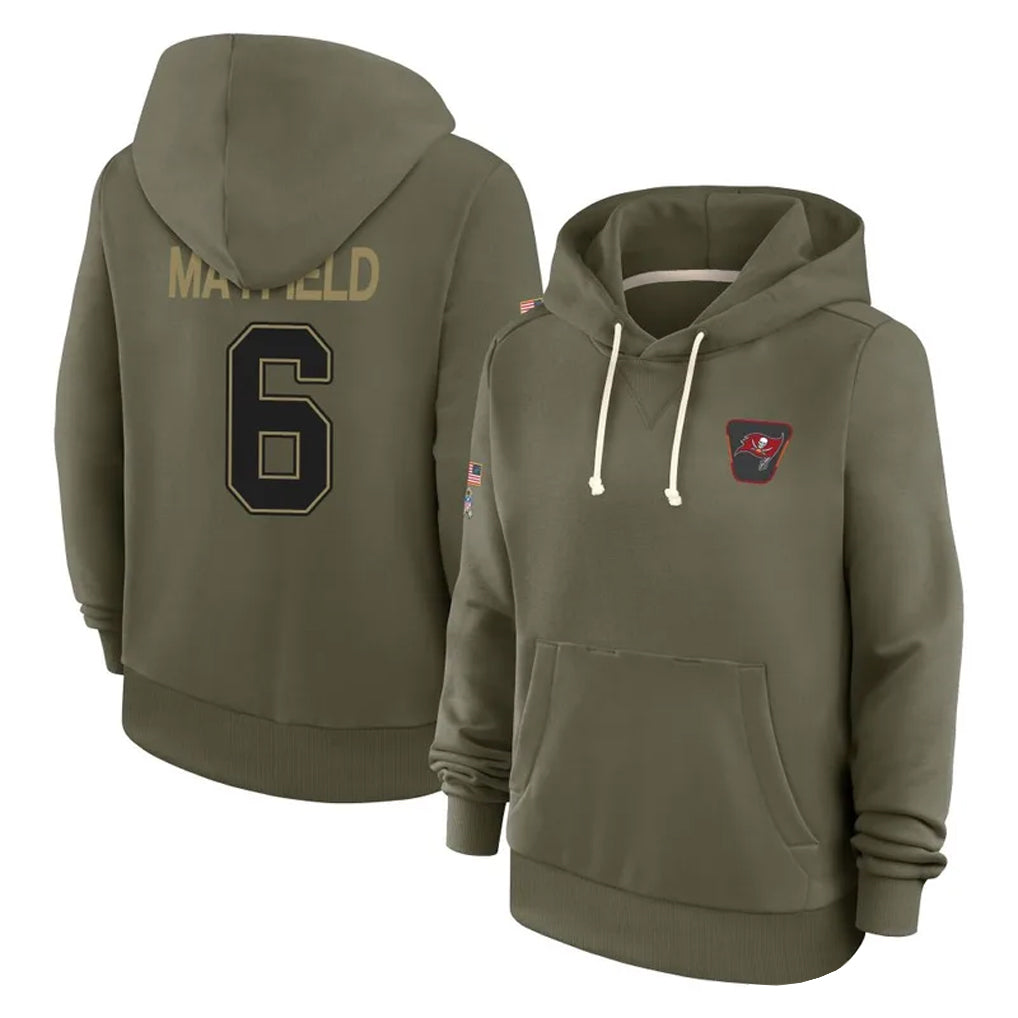 My Store TB.Buccaneers #6 Baker Mayfield Player Salute to Service Olive Hoodies Football Jerseys