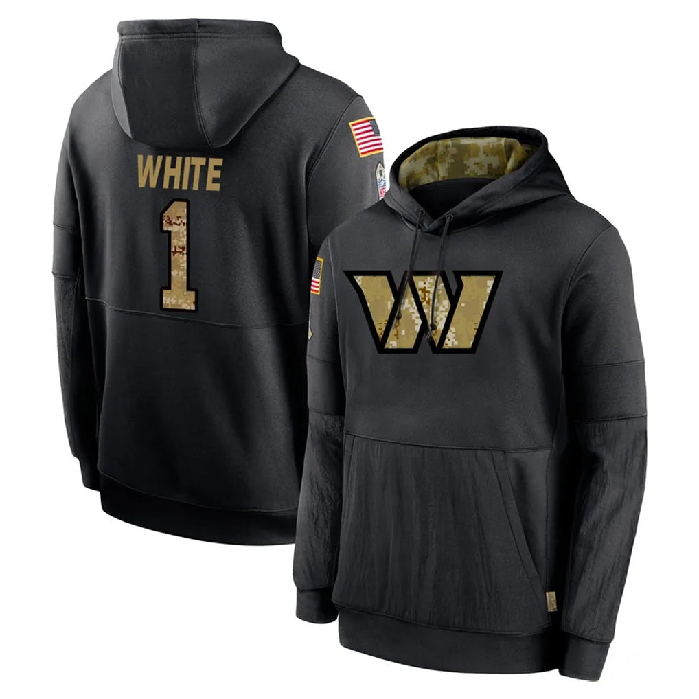My Store W.Commanders #1 Rachaad White Player Black Salute to Service Performance Pullover Hoodies Home Game Stitched Jerseys