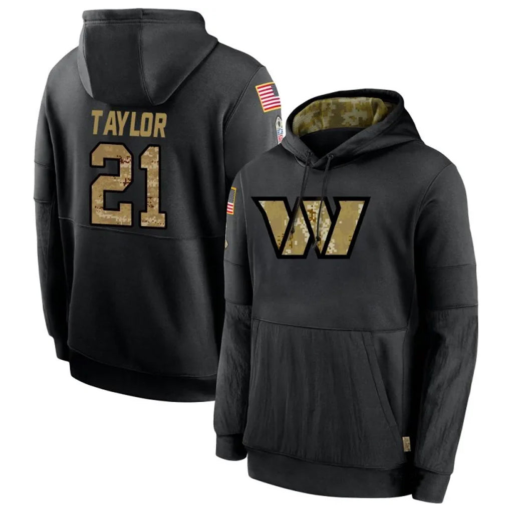 My Store W.Commanders #21 Sean Taylor Player Black Salute to Service Hoodies Stitched Jerseys