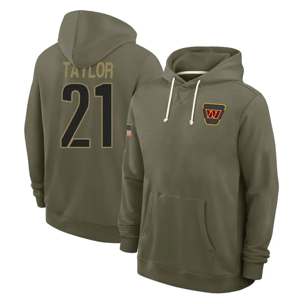 My Store W.Commanders #21 Sean Taylor Player Olive Salute to Service Hoodies Stitched Jerseys