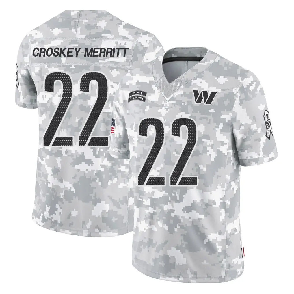 My Store W.Commanders #22 Jacory Croskey-Merritt Player Arctic Camo Salute to Service Limited Stitched Jerseys