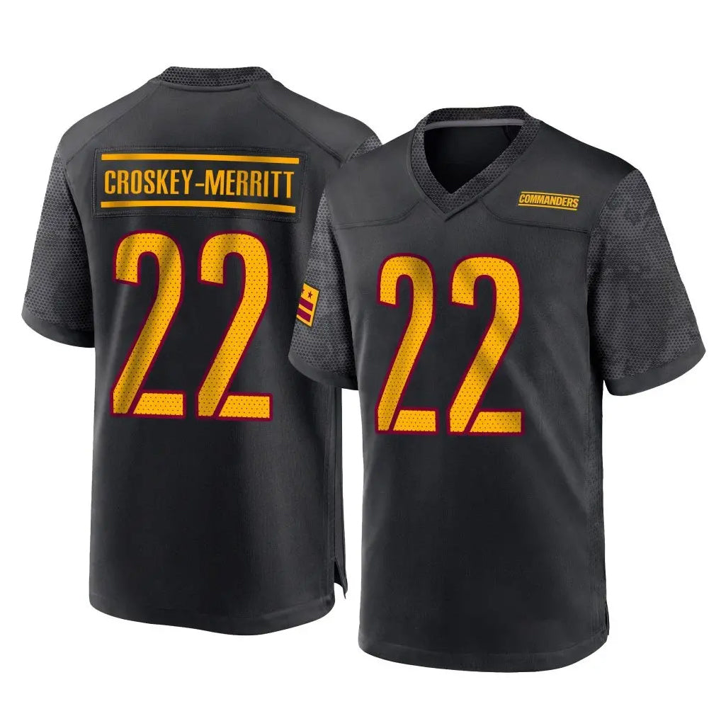 My Store W.Commanders #22 Jacory Croskey-Merritt Player Black Home Game Stitched Jerseys