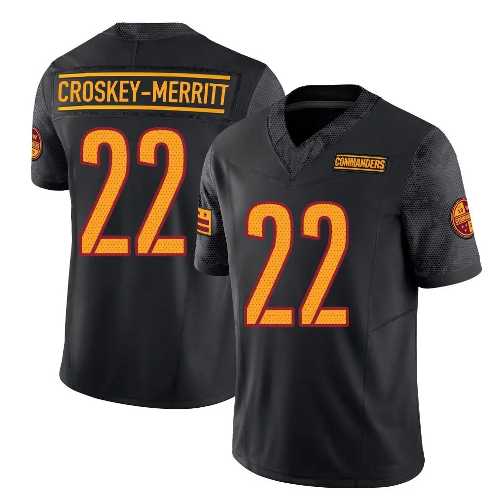 My Store W.Commanders #22 Jacory Croskey-Merritt Player Black Vapor F.U.S.E. Limited Stitched Jerseys