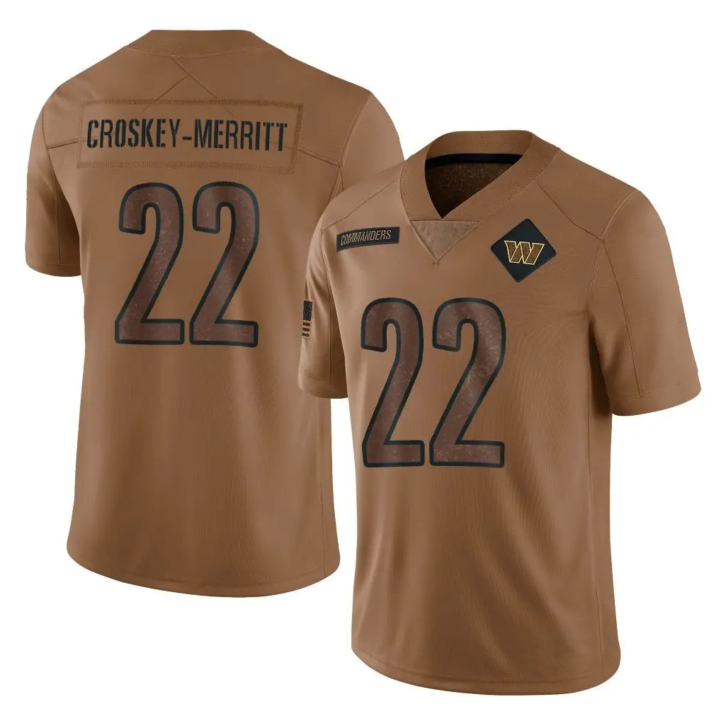 My Store W.Commanders #22 Jacory Croskey-Merritt Player Brown Salute To Service Limited Stitched Jerseys