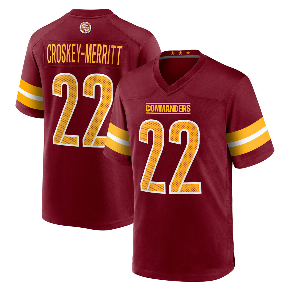 My Store W.Commanders #22 Jacory Croskey-Merritt Player Burgundy Home Game Stitched Jerseys
