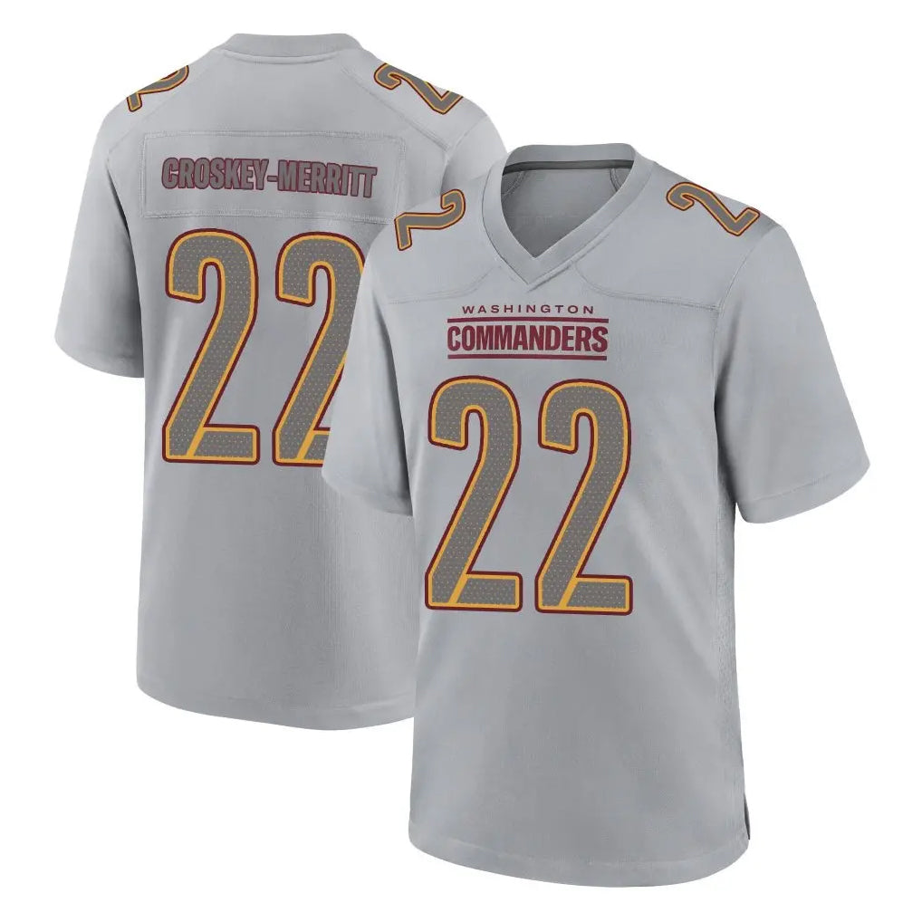 My Store W.Commanders #22 Jacory Croskey-Merritt Player Gray Atmosphere Fashion Home Game Stitched Jerseys