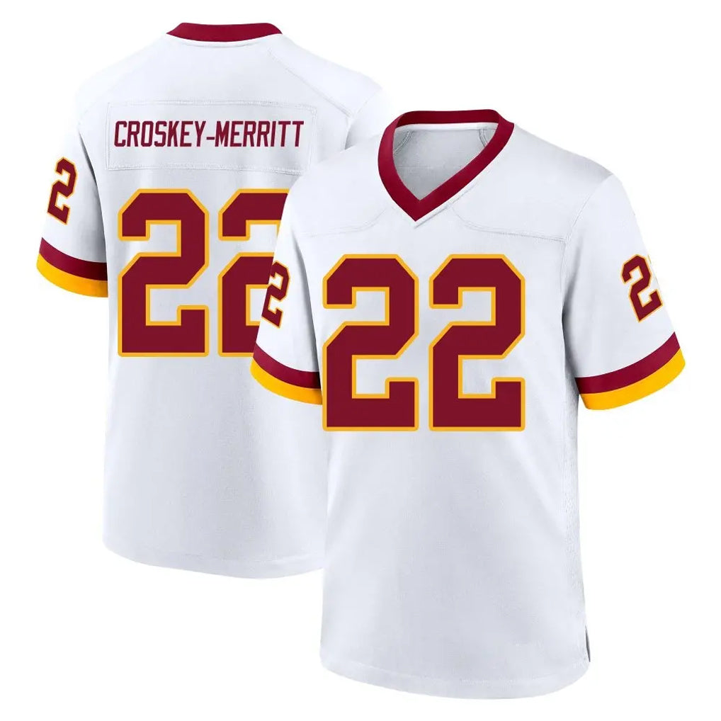 My Store W.Commanders #22 Jacory Croskey-Merritt Player White Home Game Stitched Jerseys