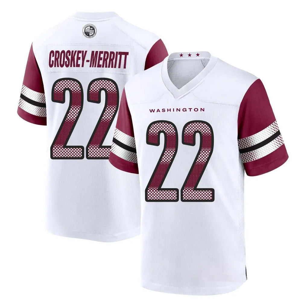 My Store W.Commanders #22 Jacory Croskey-Merritt Player White Limited Home Game Stitched Jerseys