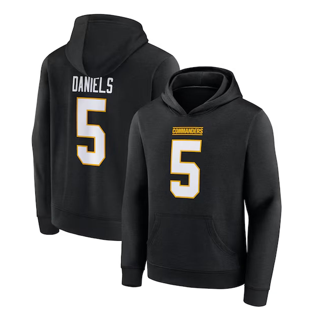 My Store W.Commanders #5 Jayden Daniels Player Black Salute to Service Hoodies Stitched Jerseys
