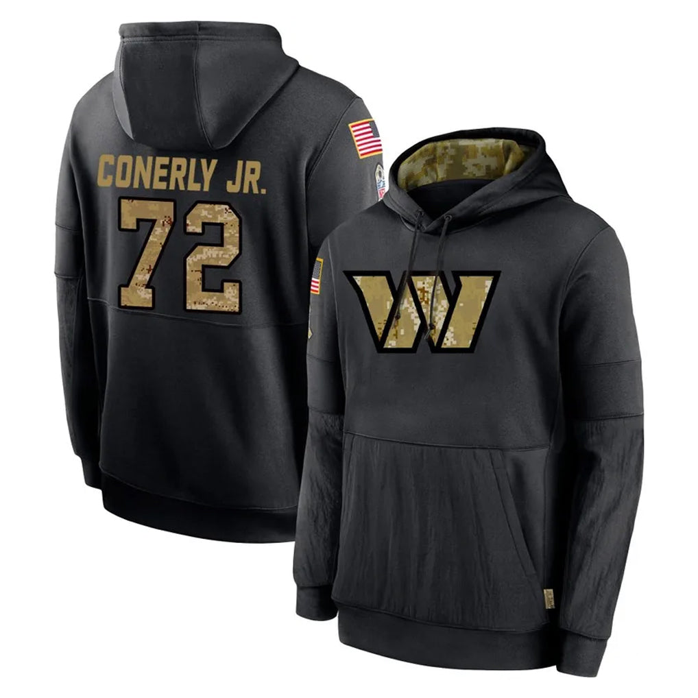 My Store W.Commanders #72 Josh Conerly Jr. Player Black Salute to Service Performance Pullover Hoodies Home Game Stitched Jerseys